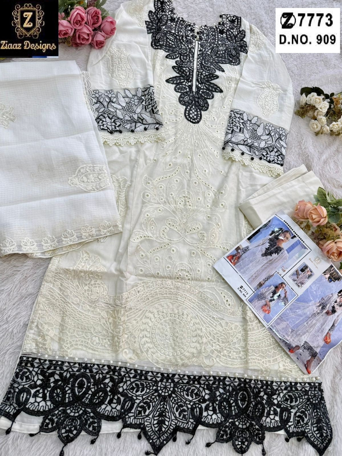 909 Ziaaz Designs Cambric Cotton Pakistani Salwar Suits