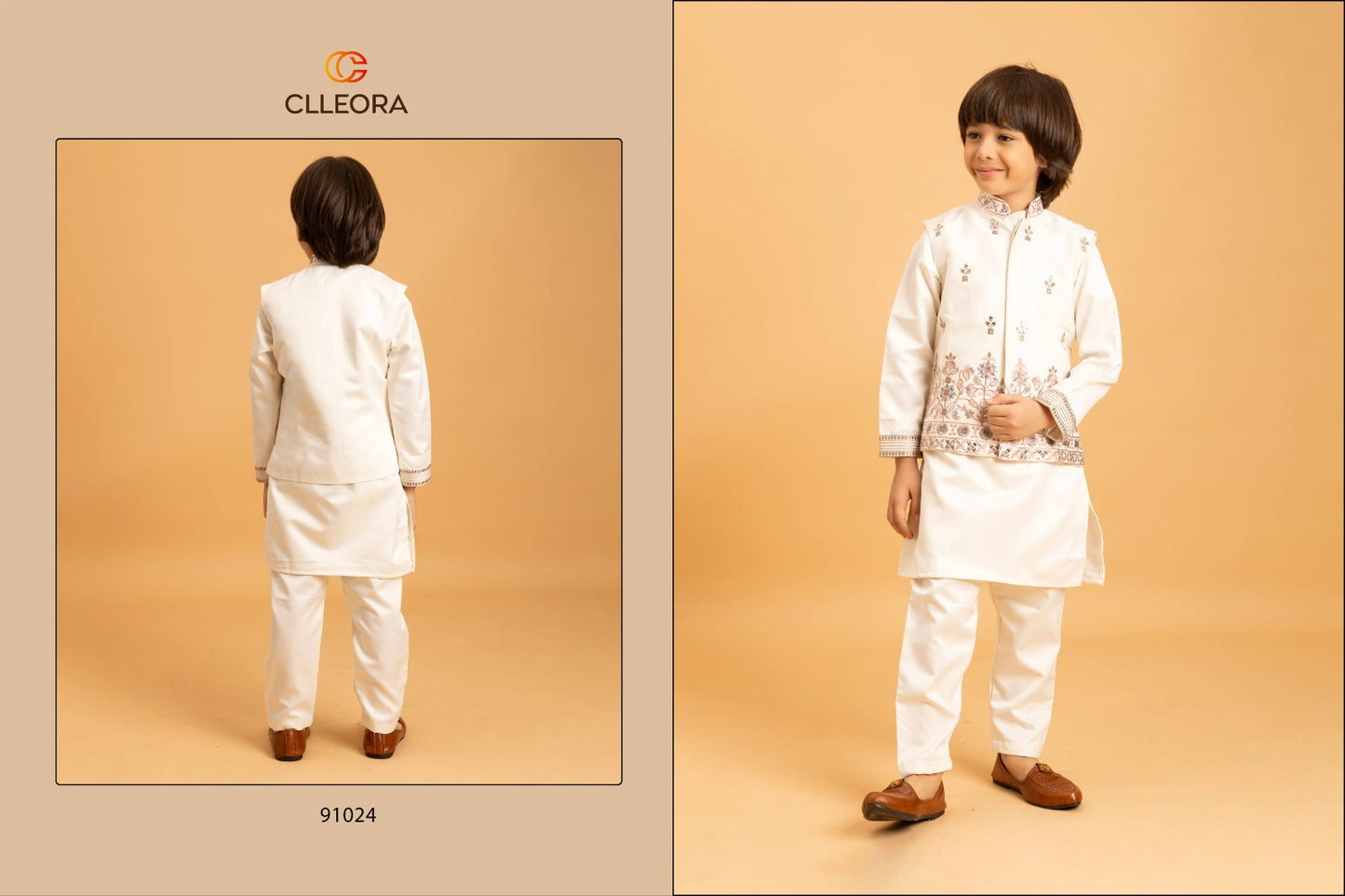 91024 Ethni Kidz Clleora With Koti Boys Kurta Pyjama