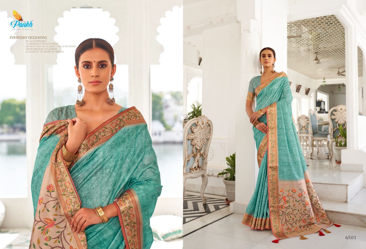 6501 Surkh Pankh Sarees