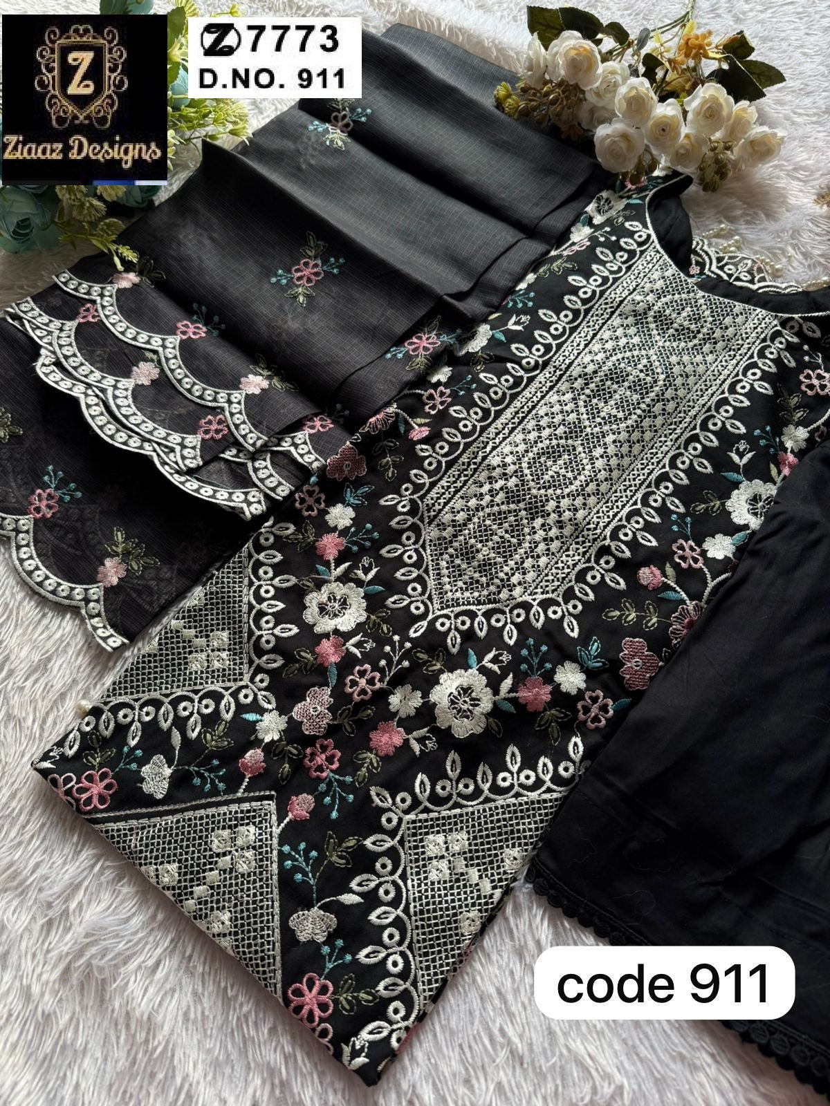 911 Ziaaz Designs Cambric Cotton Pakistani Salwar Suits