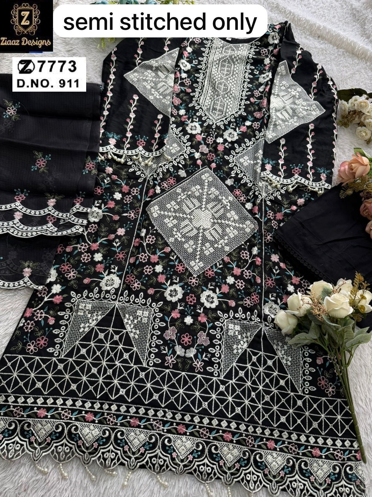 911 Ziaaz Designs Cambric Cotton Pakistani Salwar Suits