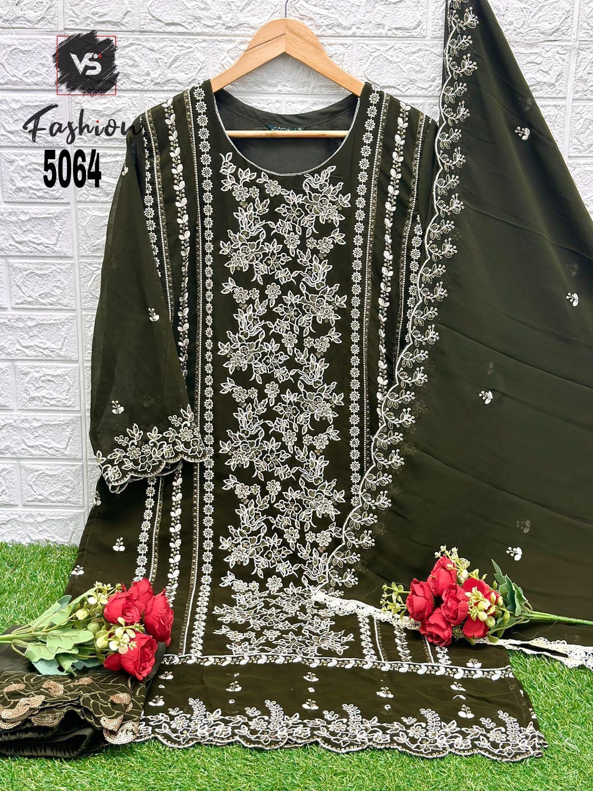 5064Dark Green Vs Fashion Pakistani Readymade Suits