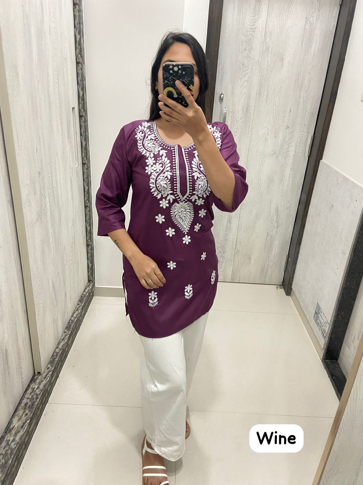 555 Wine Qubo Short Kurti