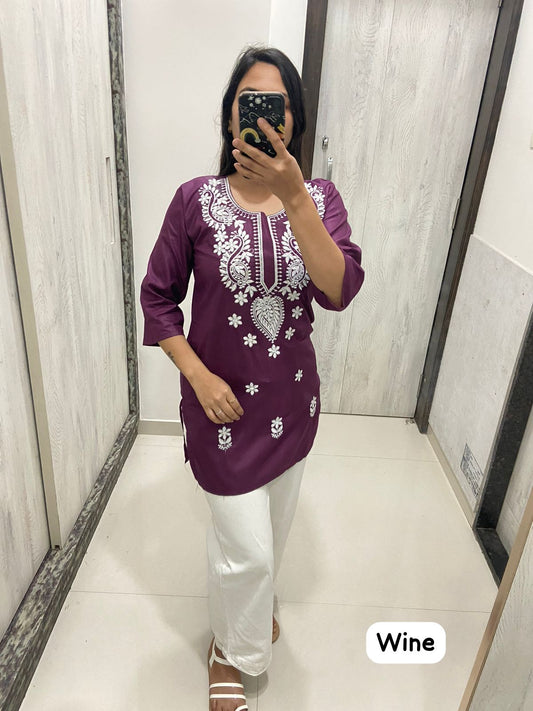 555 Wine Qubo Short Kurti