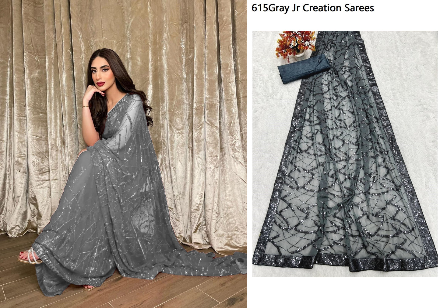 615Gray Jr Creation Sarees