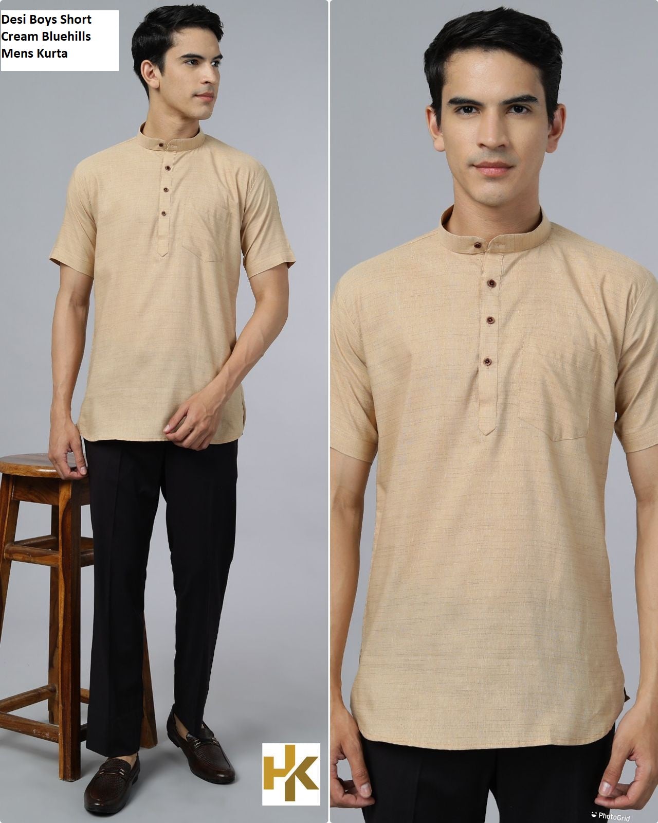 Desi Boys Short Cream Bluehills Mens Kurta
