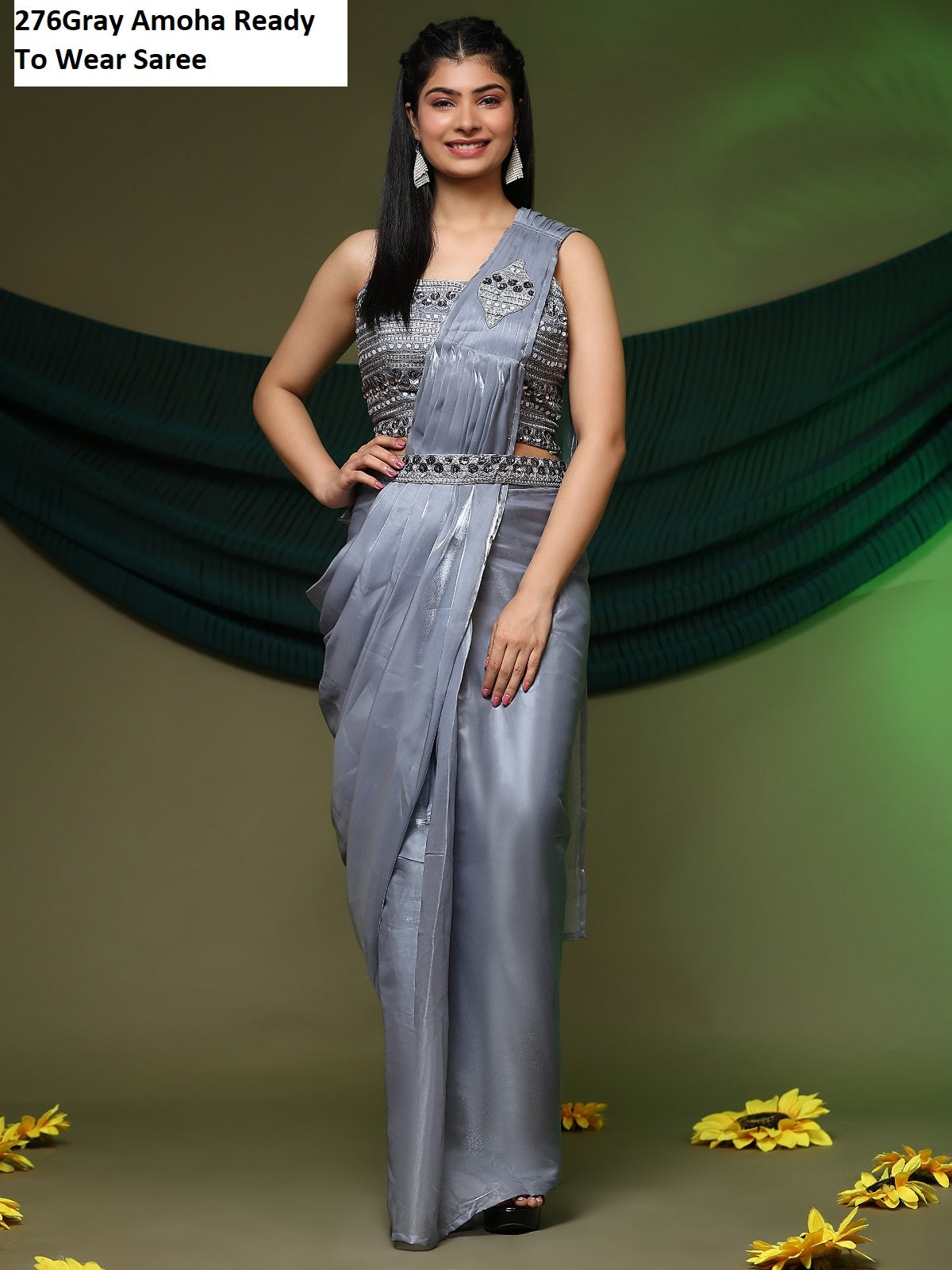 276Gray Amoha Ready To Wear Saree