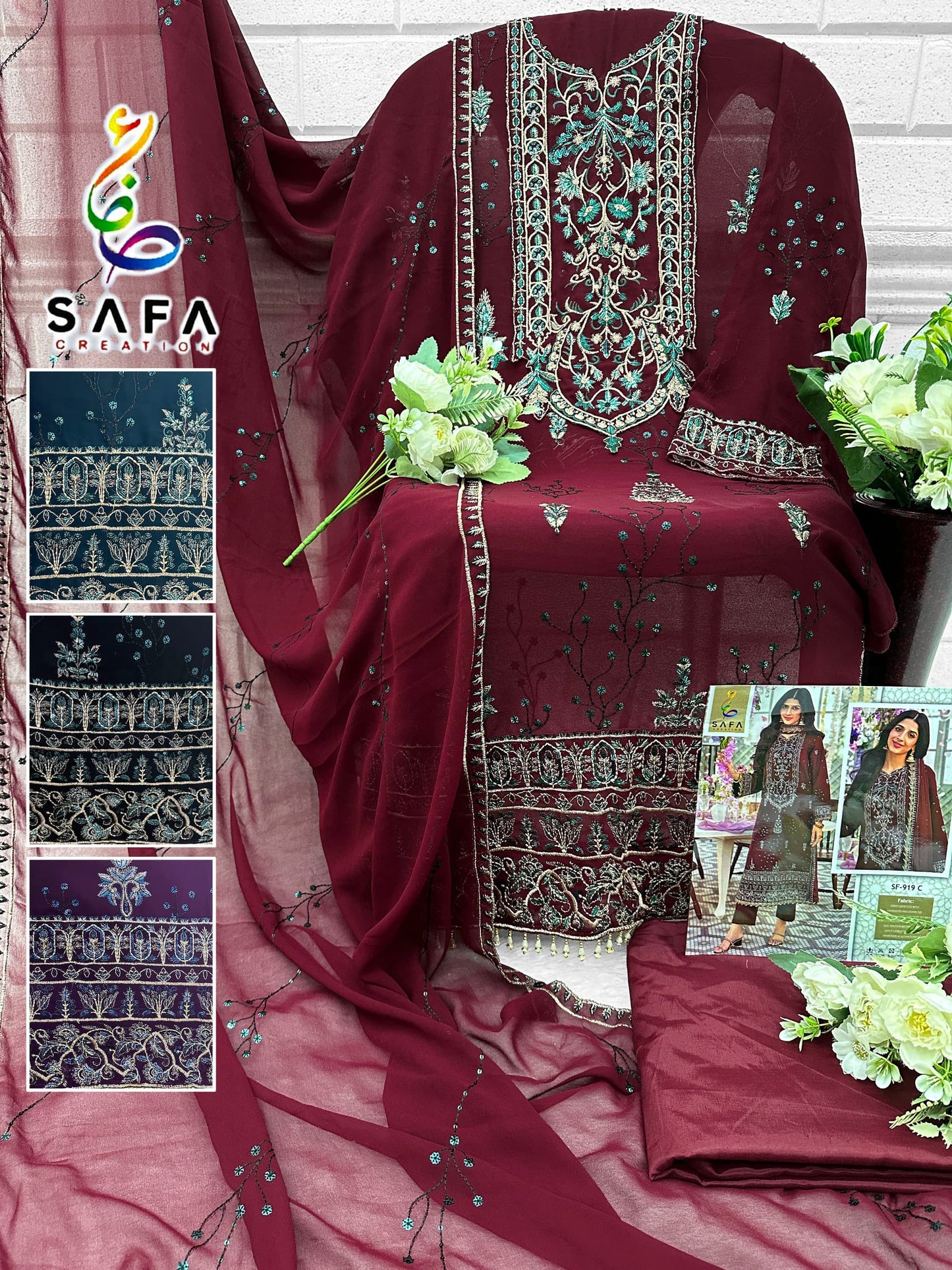 919C Safa Creation Embroidery Pakistani Salwar Suits