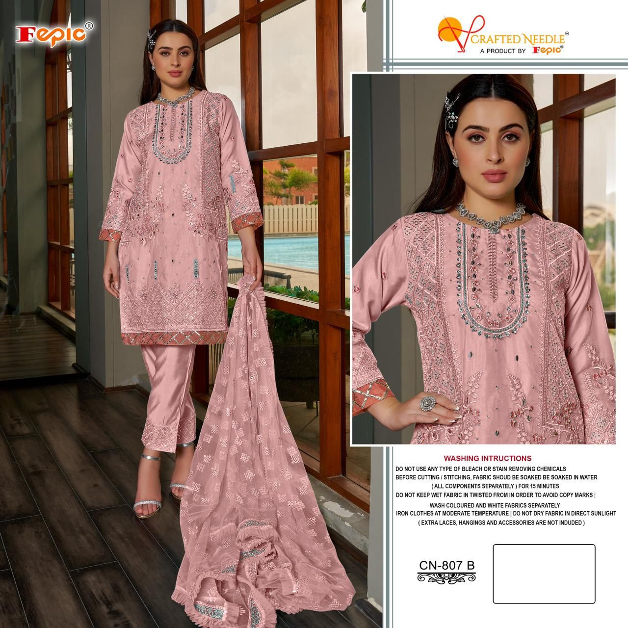 807B Crafted Needle Pakistani Readymade Suits