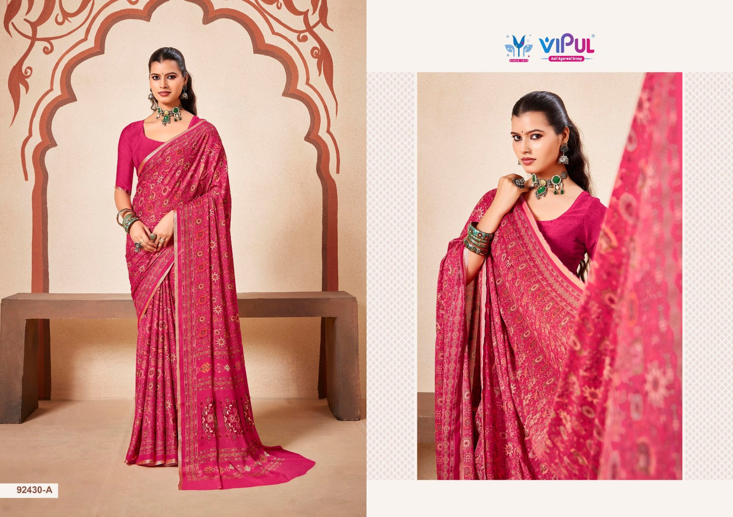 92430-A Antique Gold Vol 4 Vipul Crape Silk Sarees