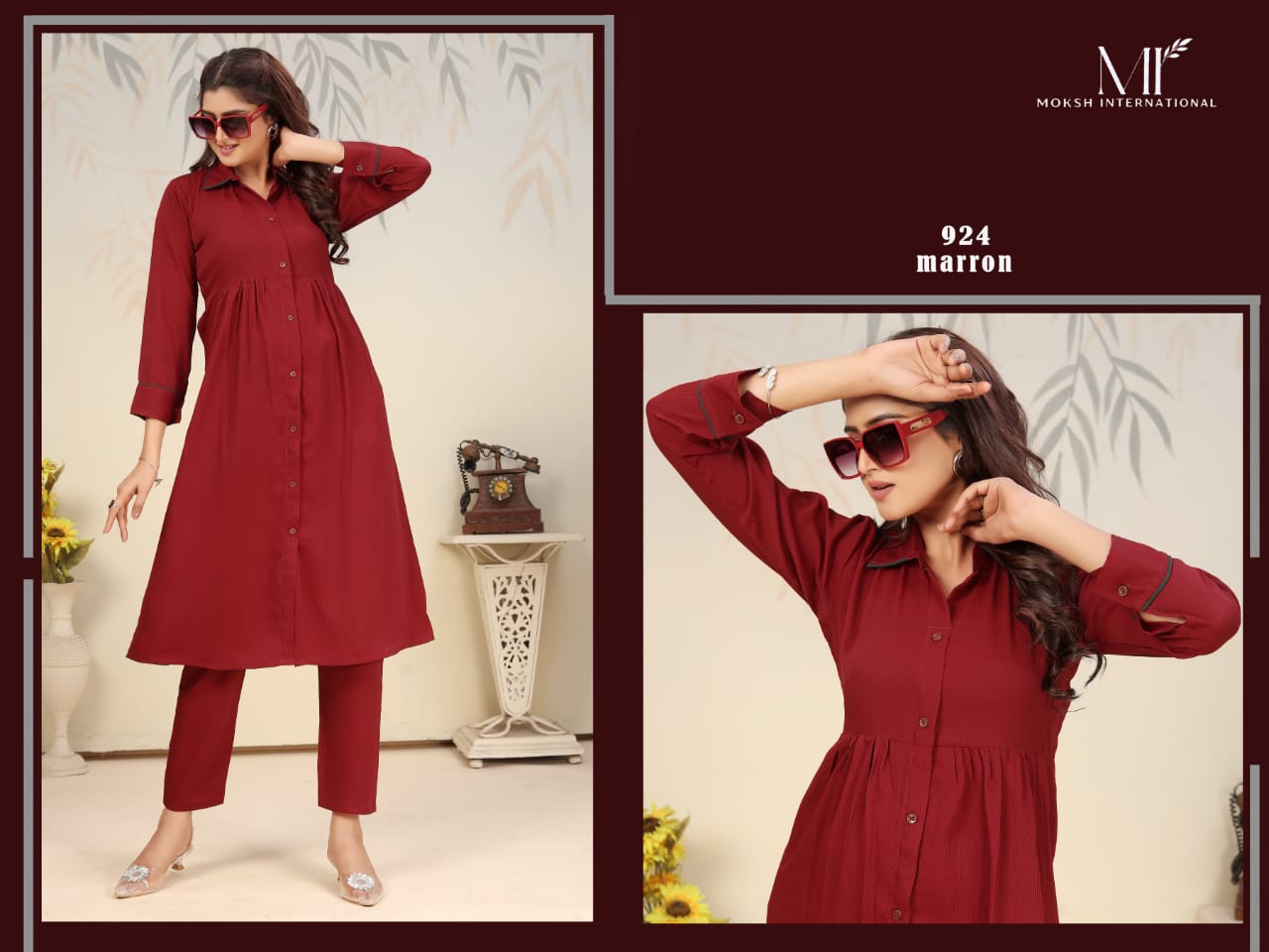 924 Ice Vol 1 Moksh Rinkal Cotton Kurti Pant Set