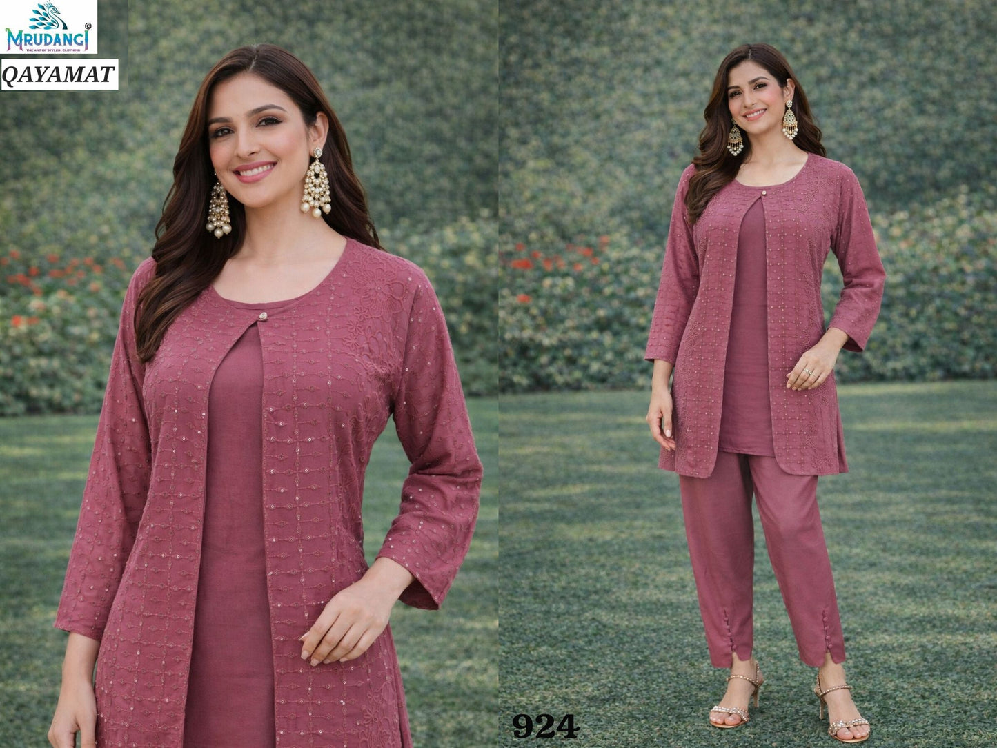 924 Qayamat Mrudangi Georgette Indowestern Co Ord Set