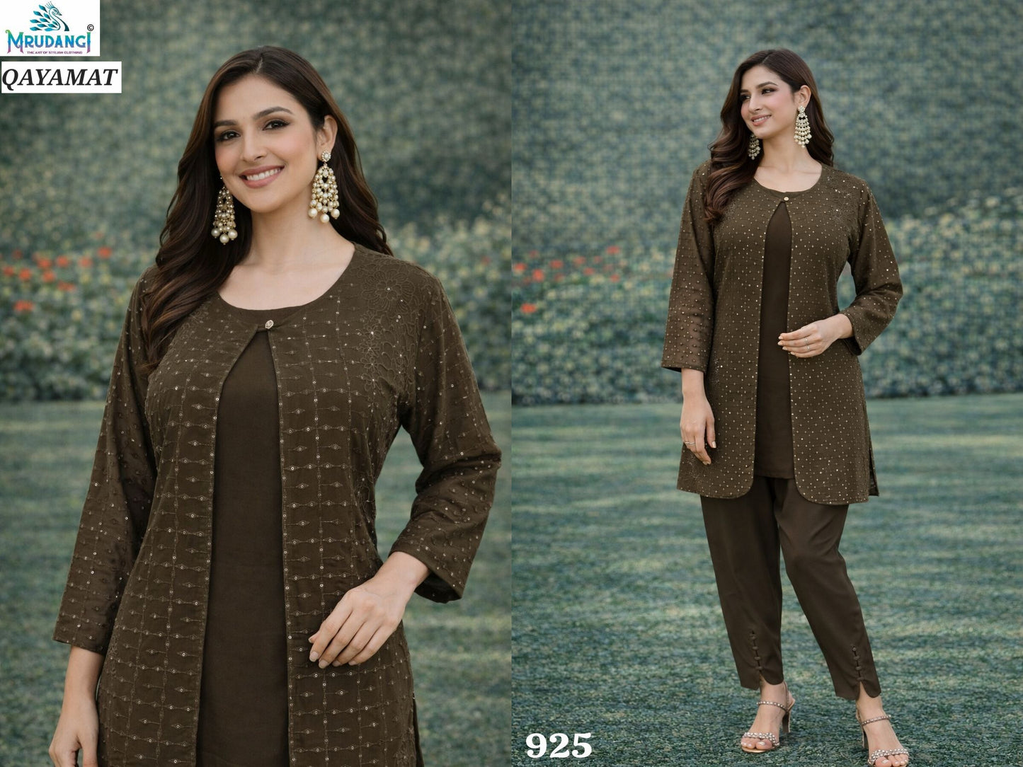 925 Qayamat Mrudangi Georgette Indowestern Co Ord Set