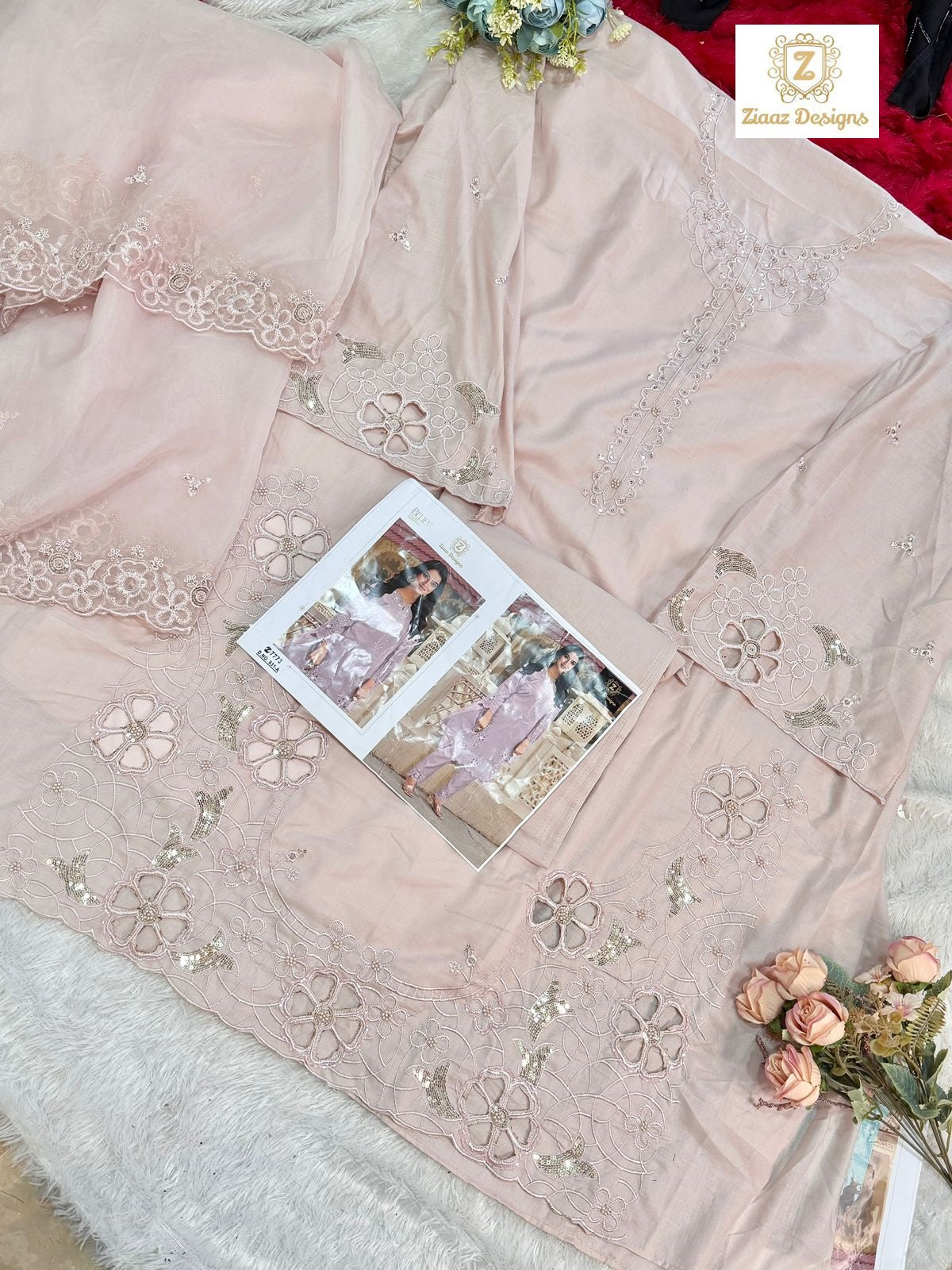 931-A Ziaaz Designs Cambric Cotton Pakistani Salwar Suits