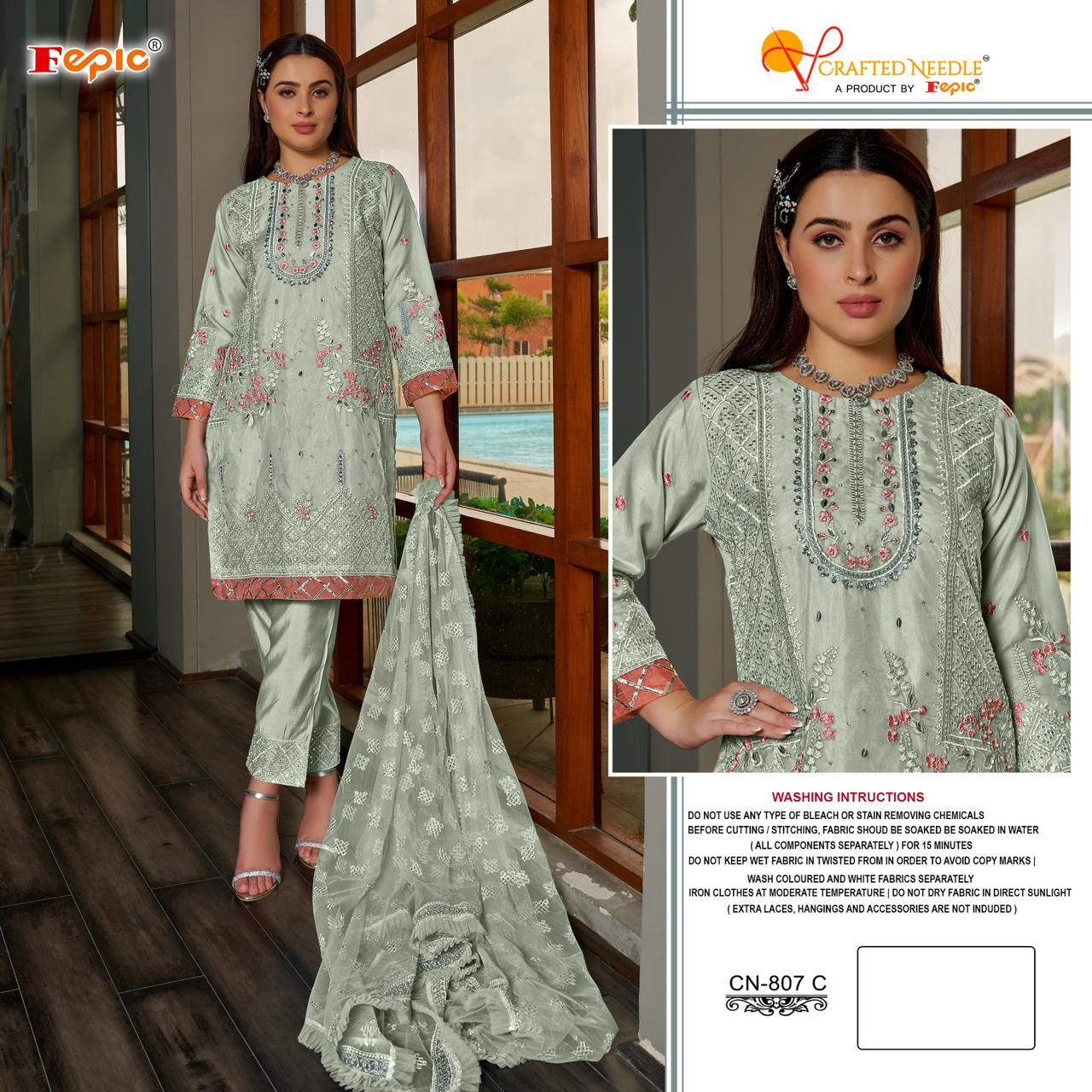 807C Crafted Needle Pakistani Readymade Suits