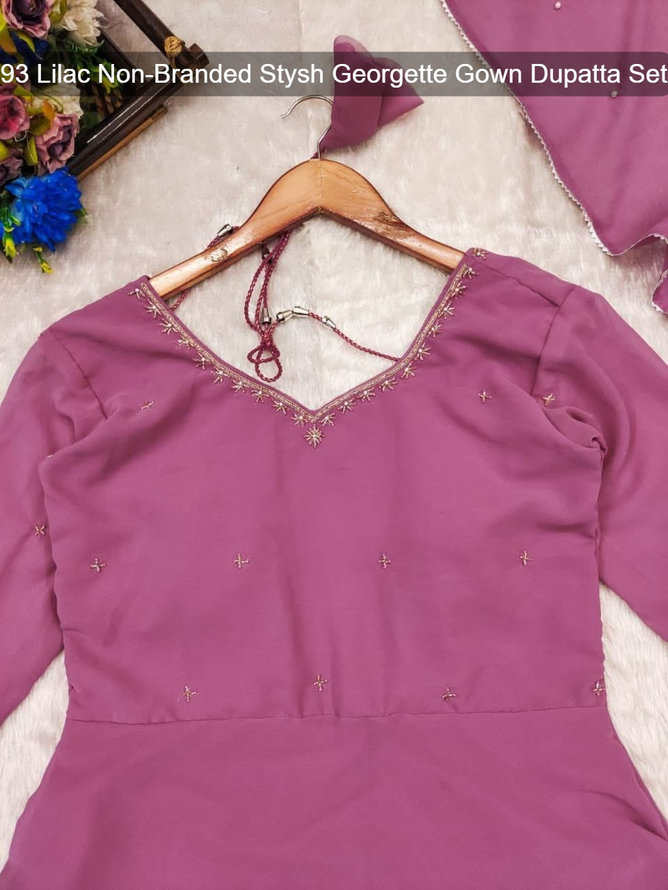 93 Lilac Non-Branded Stysh Georgette Gown Dupatta Set