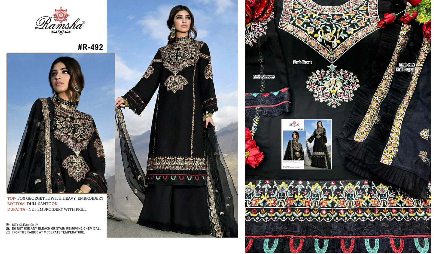 R-492 Ramsha Pakistani Salwar Suits