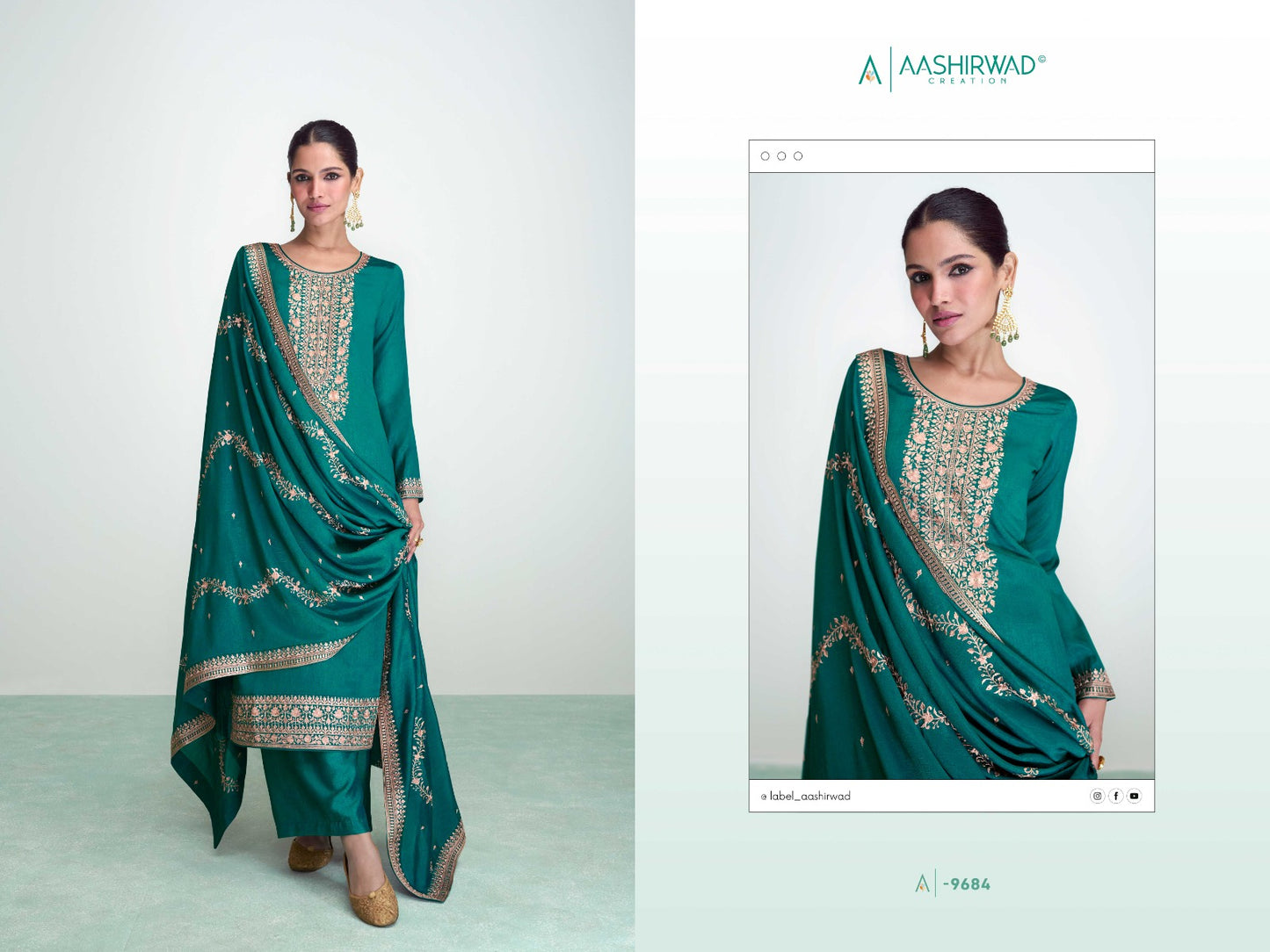 9684 Syra Aashirwad Creation Unstitched Suits