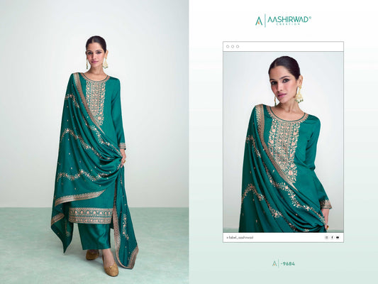 9684 Syra Aashirwad Creation Unstitched Suits