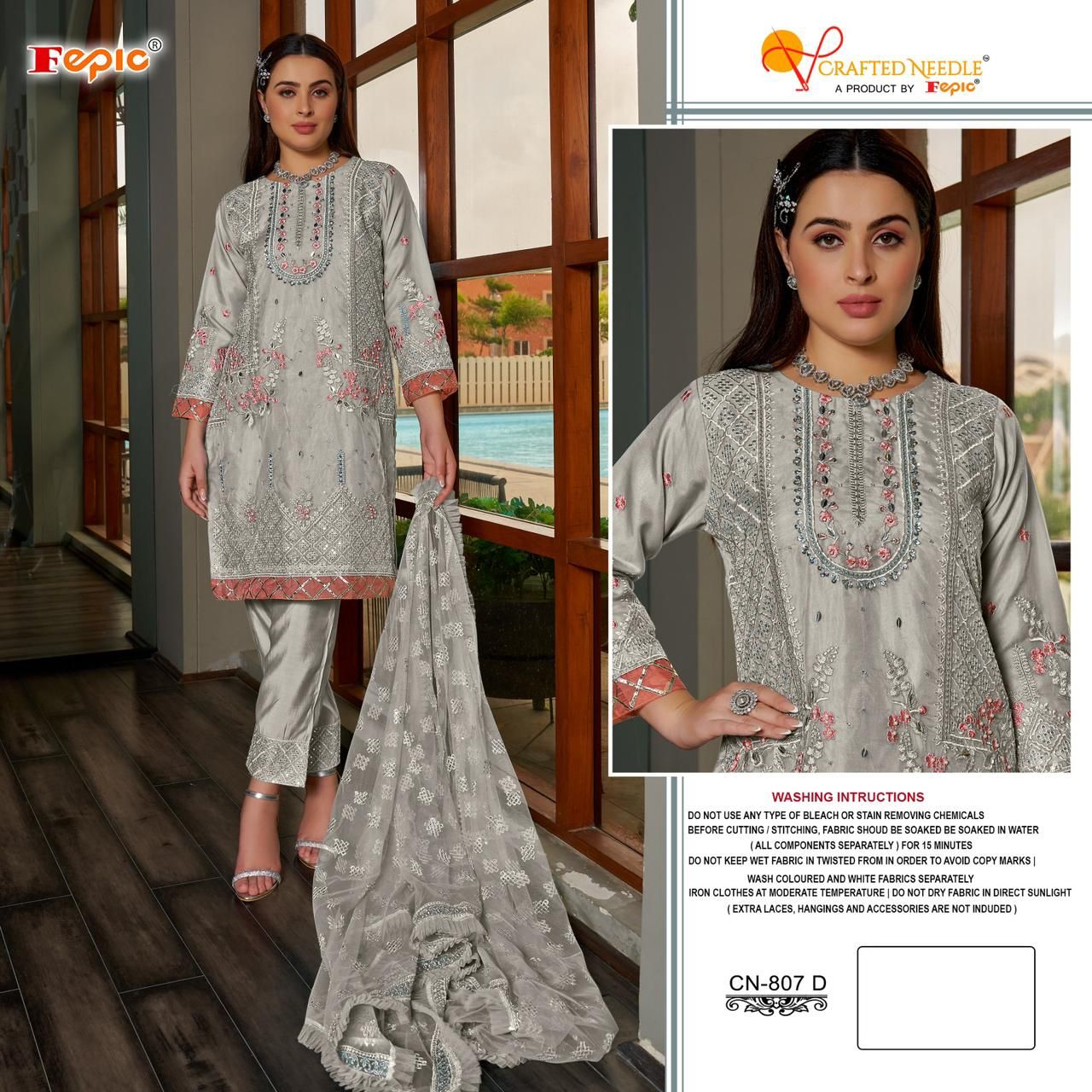 807D Crafted Needle Pakistani Readymade Suits