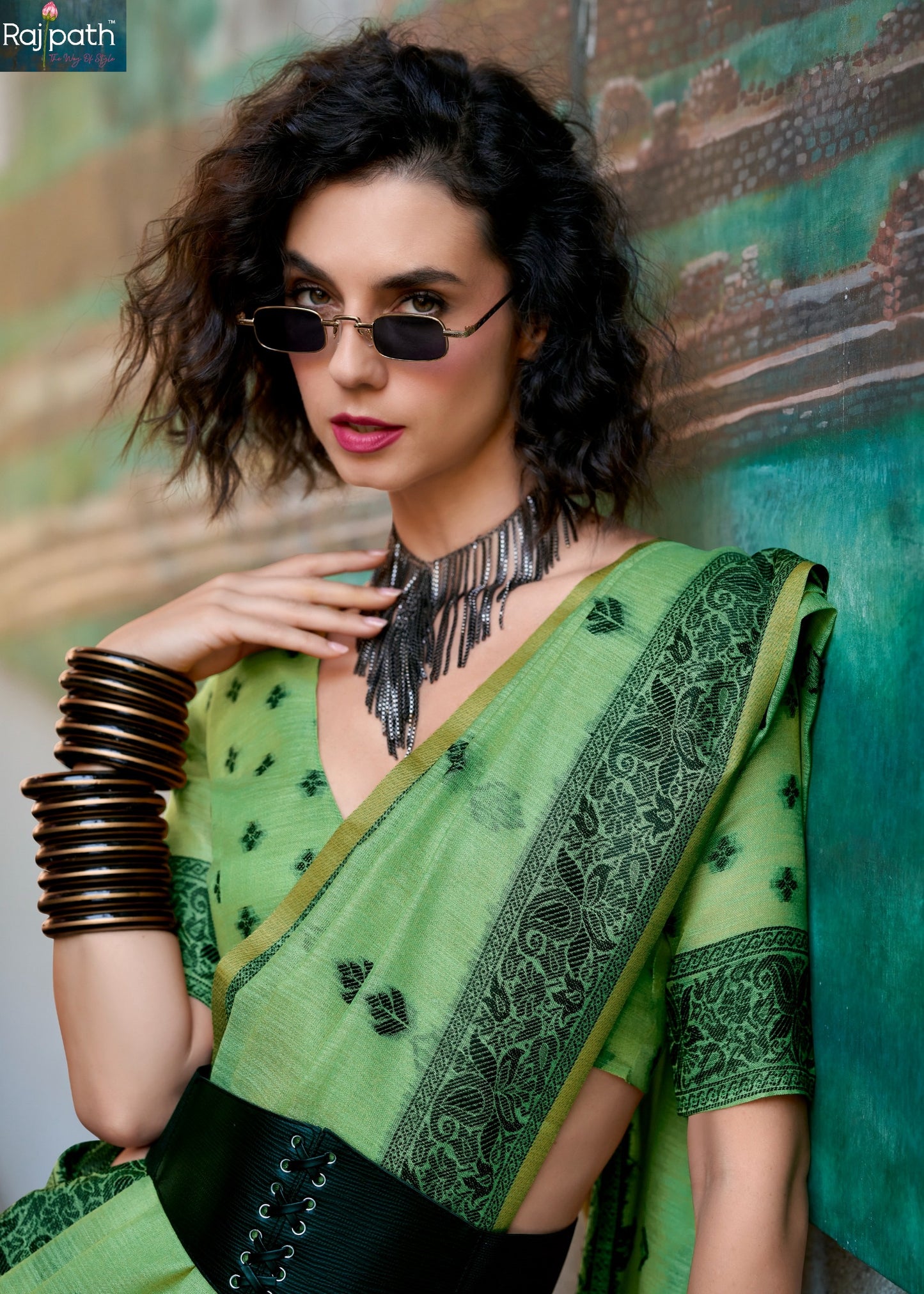 960004 Black Cat Rajpath Tissue Linen Sarees