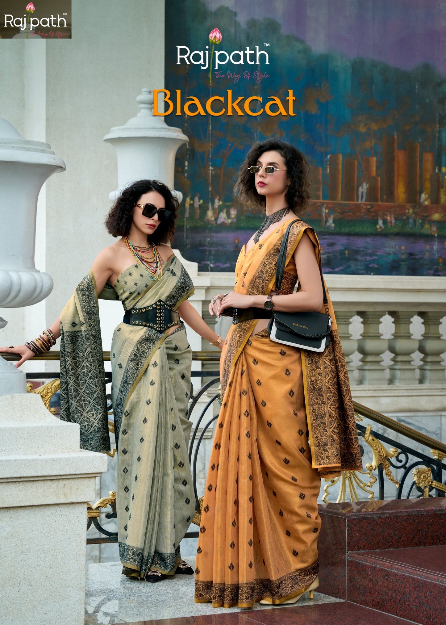 960005 Blackcat Rajpath Tissue Linen Sarees