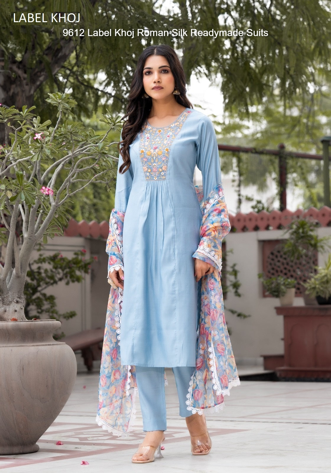 9612 Label Khoj Roman Silk Readymade Suits