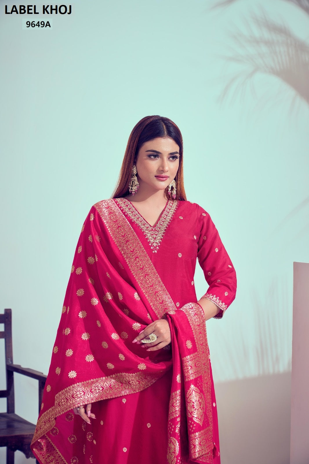 9649A Label Khoj Roman Silk Readymade Suits