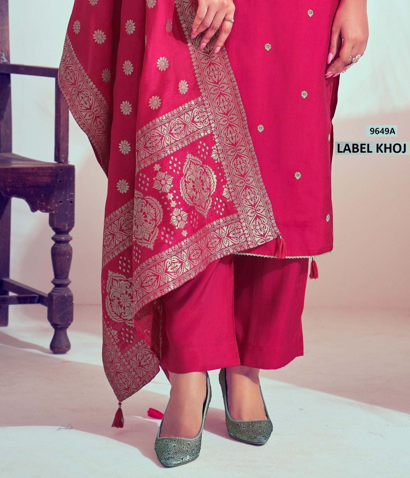 9649A Label Khoj Roman Silk Readymade Suits