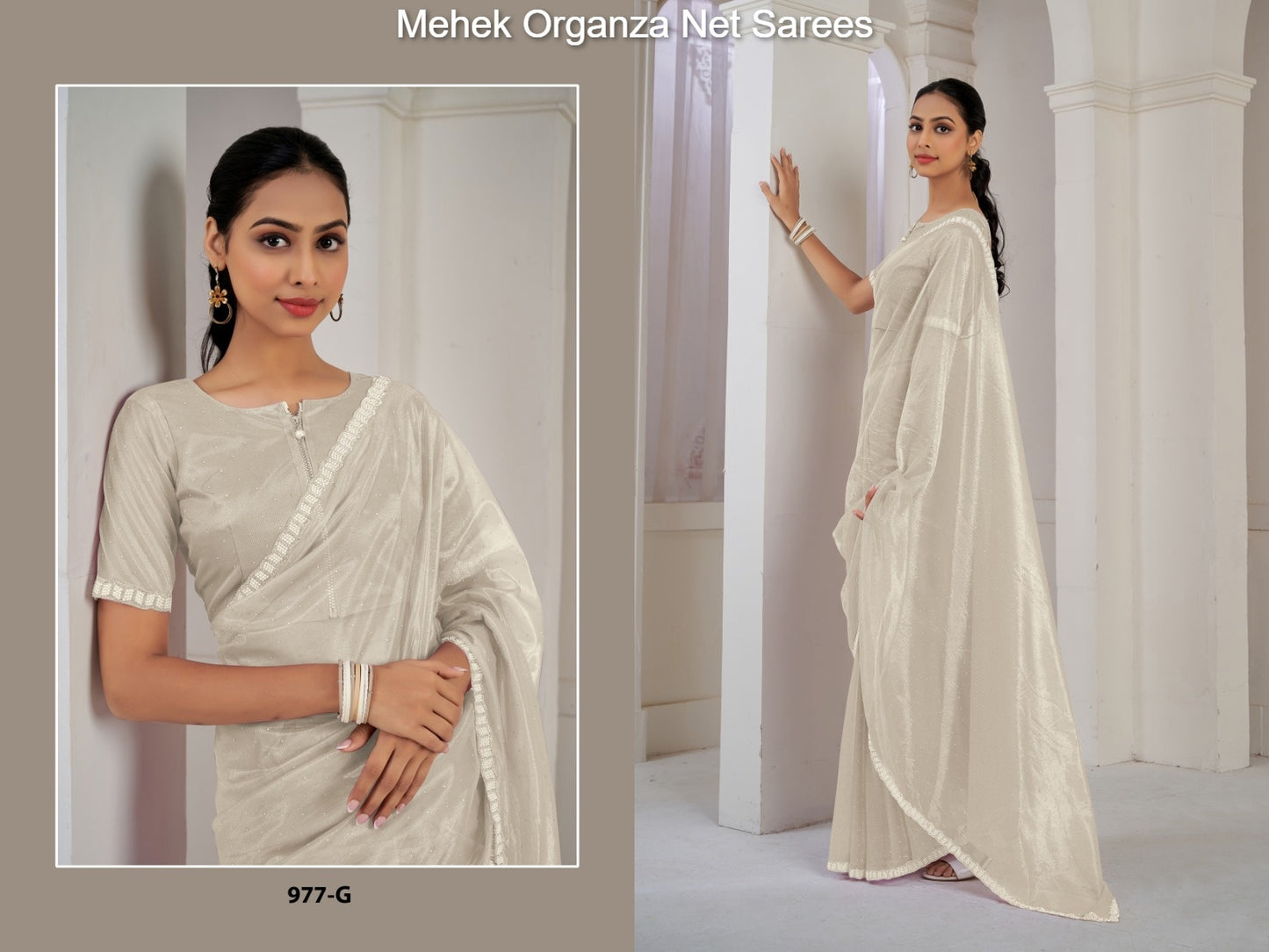 977G Mehek Organza Net Sarees