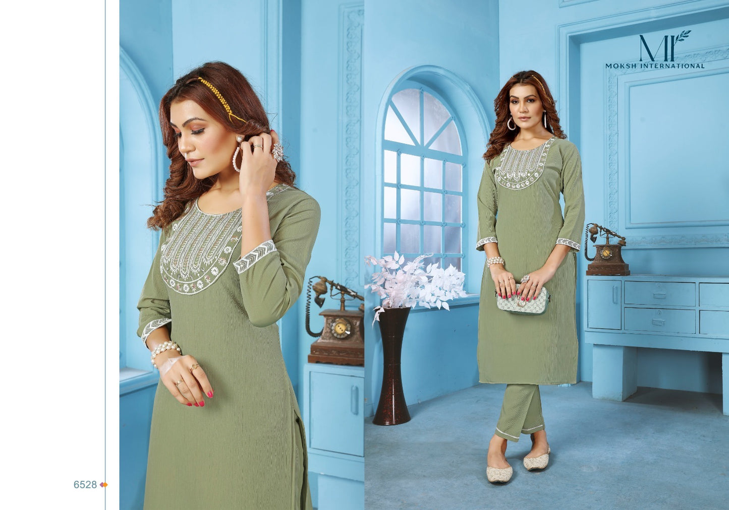 6528 Goldy Vol 1 Moksh Kurti Pant Set
