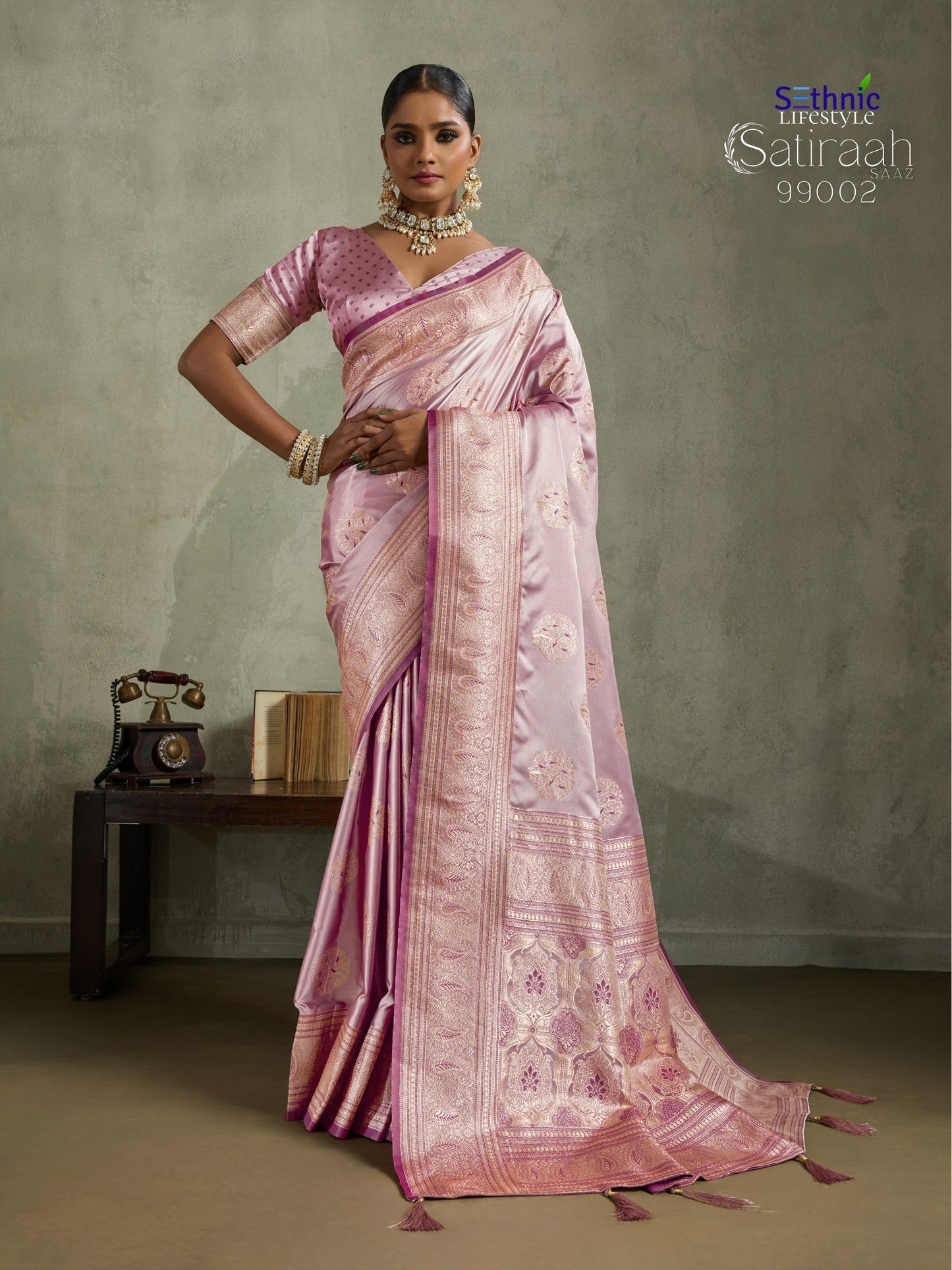 99002 Satiraah Sethnic Satin Silk Sarees