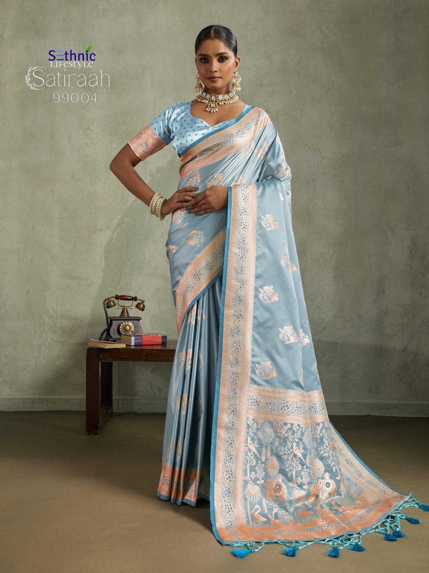 99004 Satiraah Sethnic Satin Silk Sarees