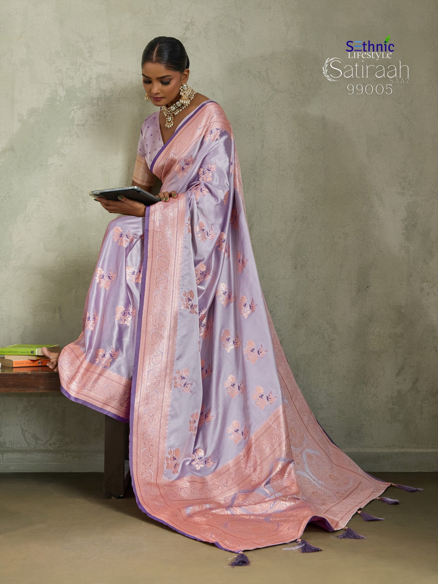 99005 Satiraah Sethnic Satin Silk Sarees