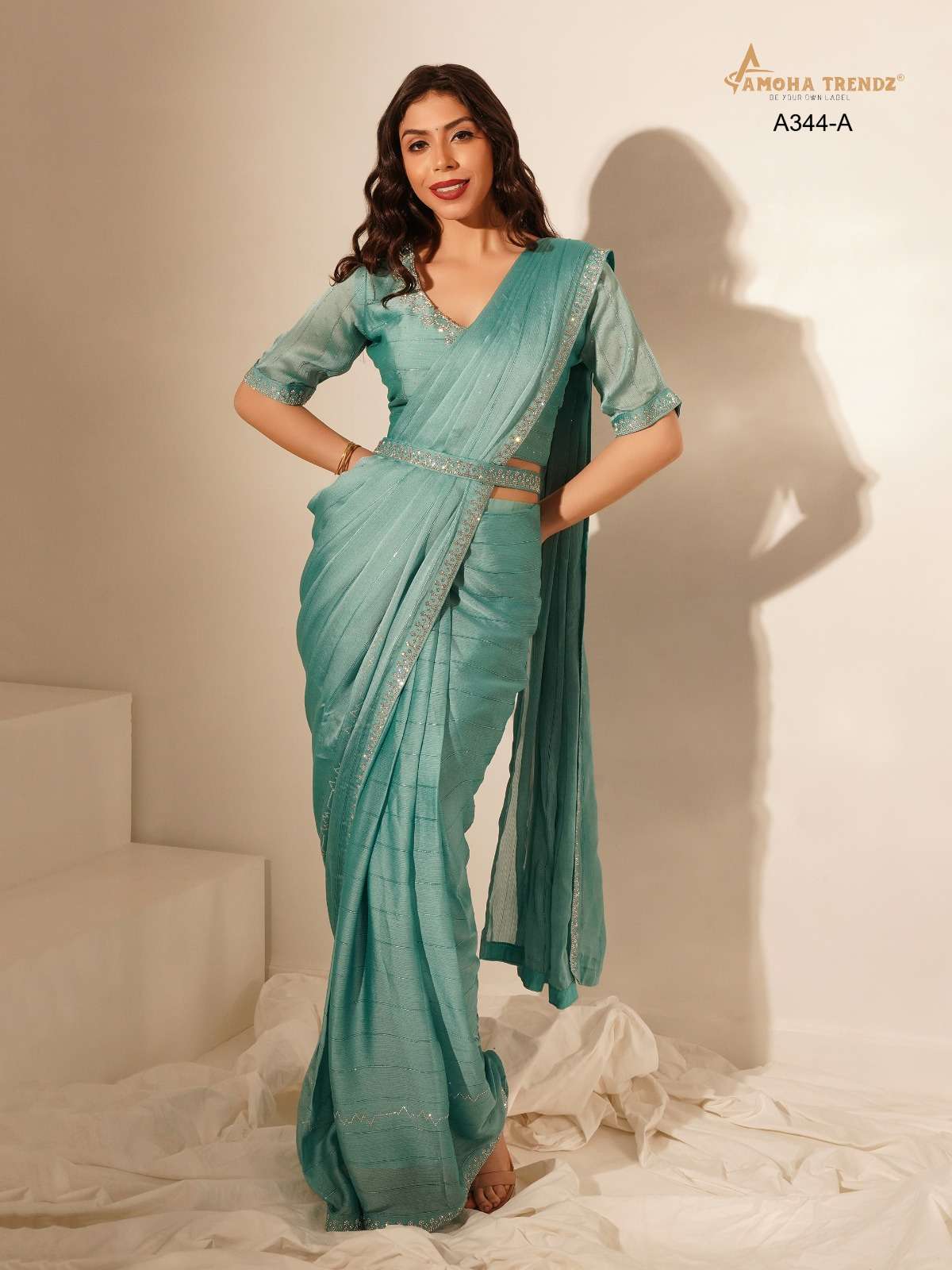 A344A Amoha Stone Work Ready To Wear Saree