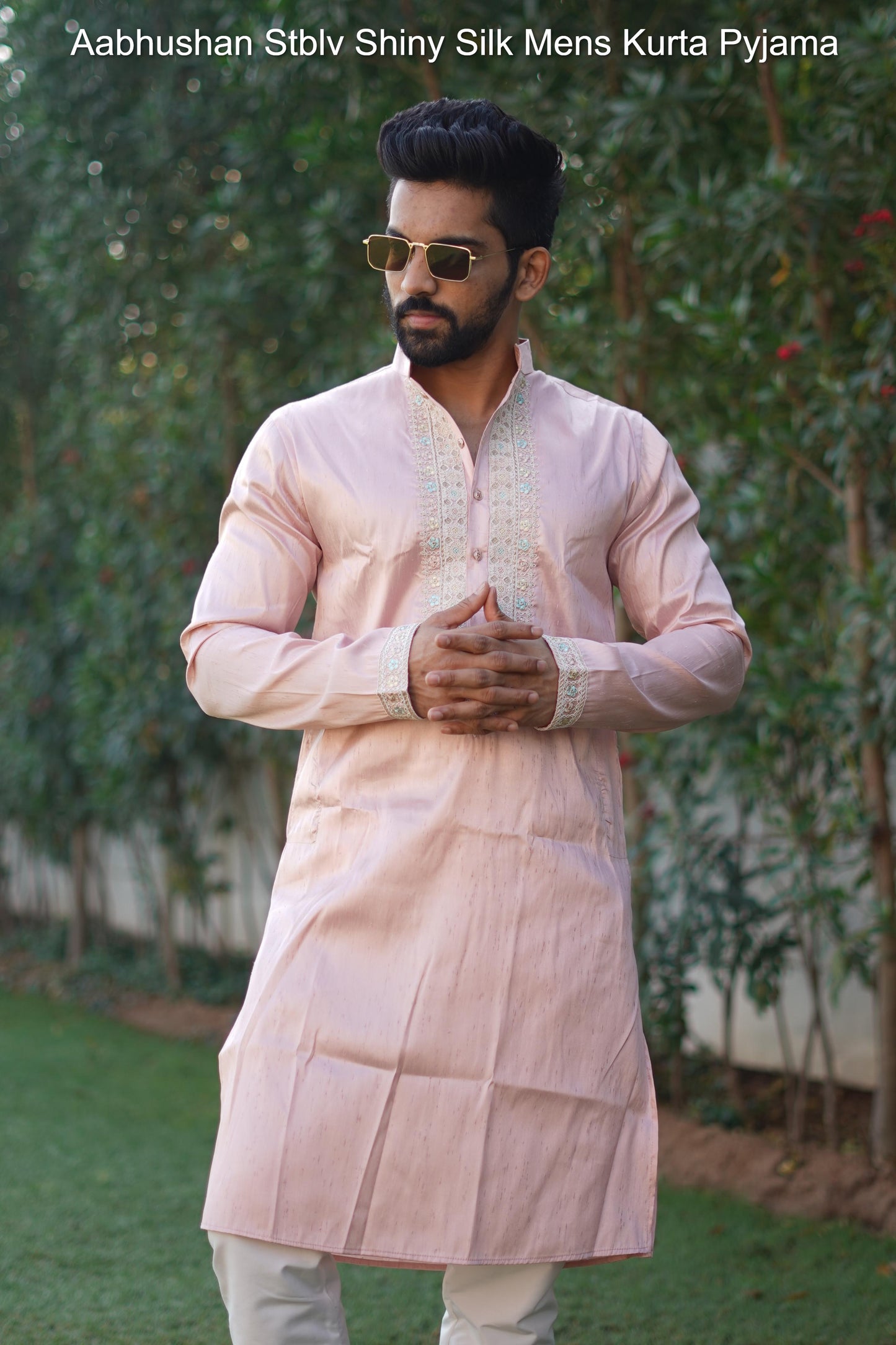 Aabhushan Stblv Shiny Silk Mens Kurta Pyjama