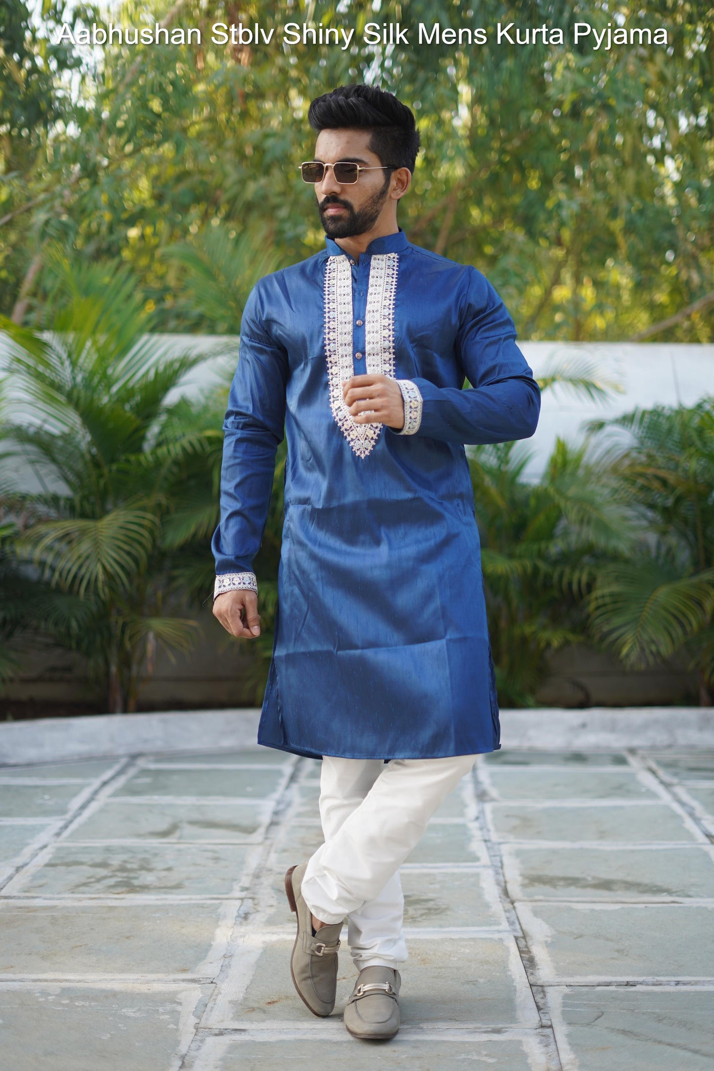 Aabhushan Stblv Shiny Silk Mens Kurta Pyjama