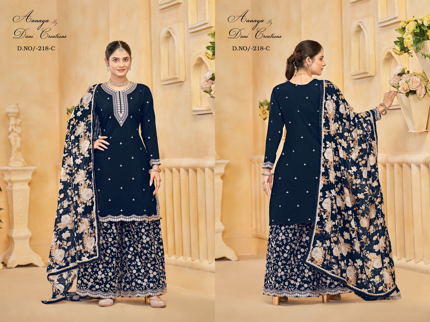 Aanaya Vol 218-C Dani Creation Roman Silk Pakistani Readymade Suits