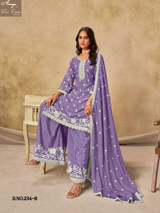 Aanaya Vol 234-B Dani Creation Chinon Silk Unstitched Suits