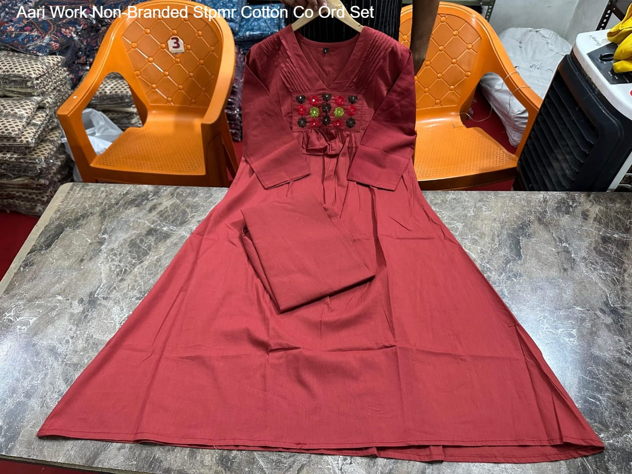 Aari Work Non-Branded Stpmr Cotton Co Ord Set