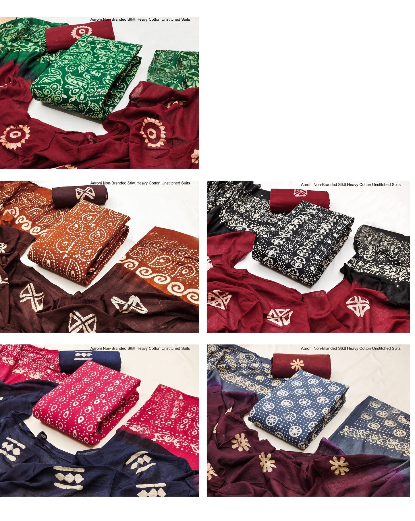 Aarohi Non-Branded Stktt Heavy Cotton Unstitched Suits