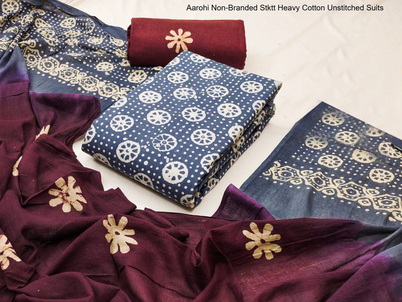 Aarohi Non-Branded Stktt Heavy Cotton Unstitched Suits