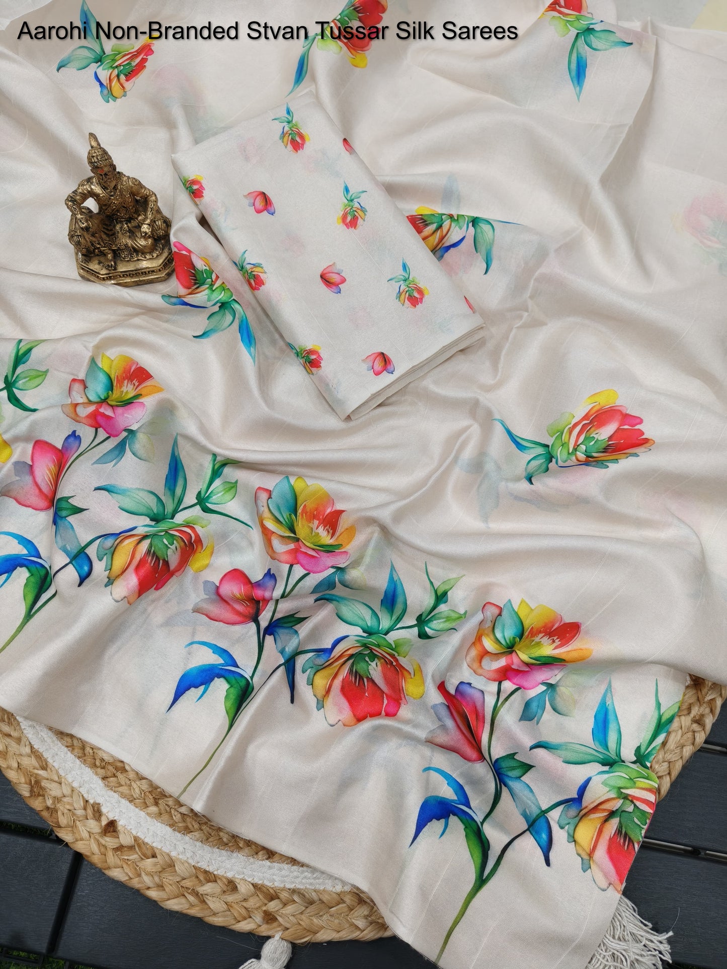 Aarohi Non-Branded Stvan Tussar Silk Sarees