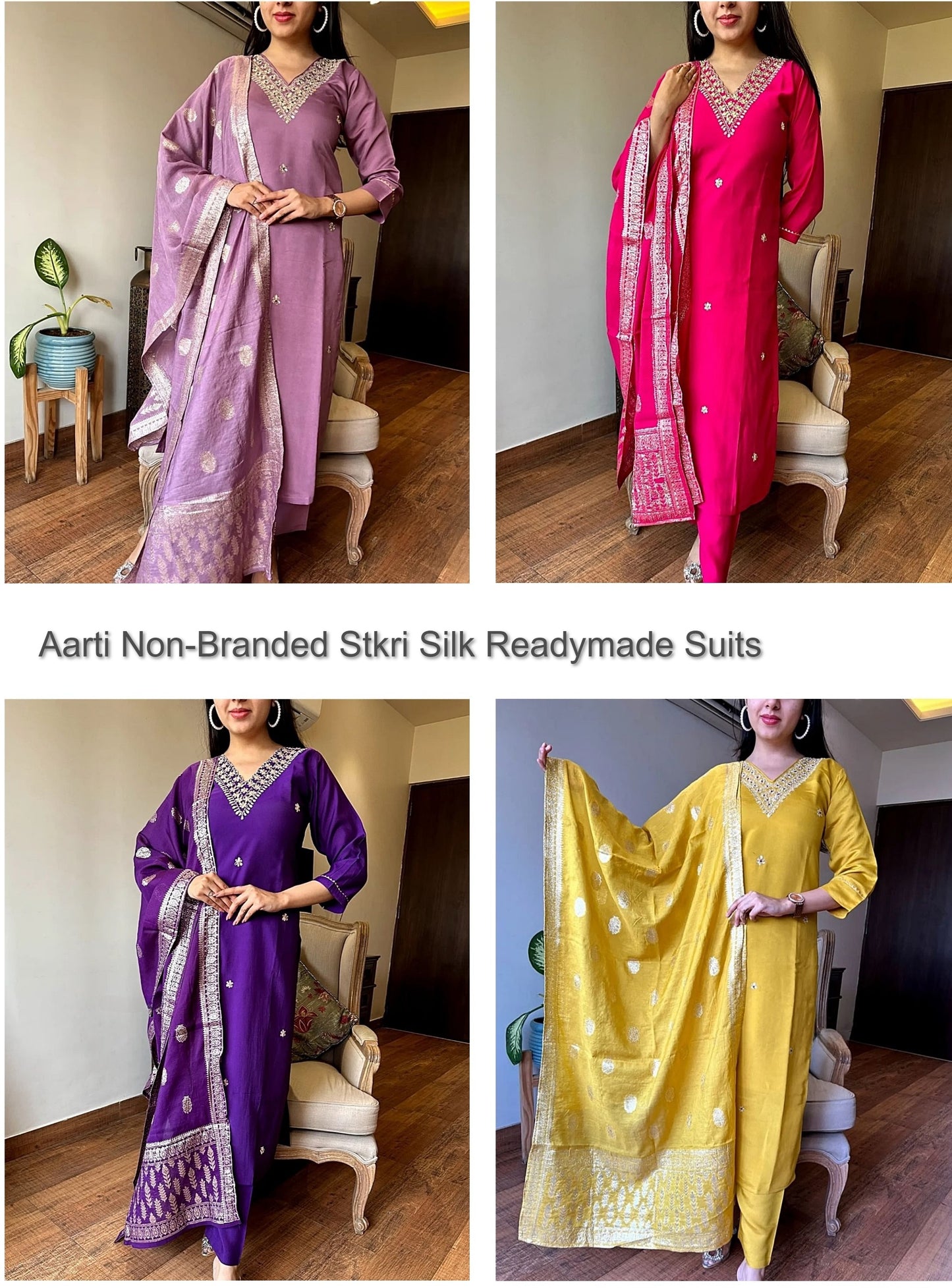Aarti Non-Branded Stkri Silk Readymade Suits