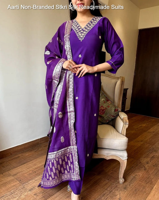 Aarti Non-Branded Stkri Silk Readymade Suits