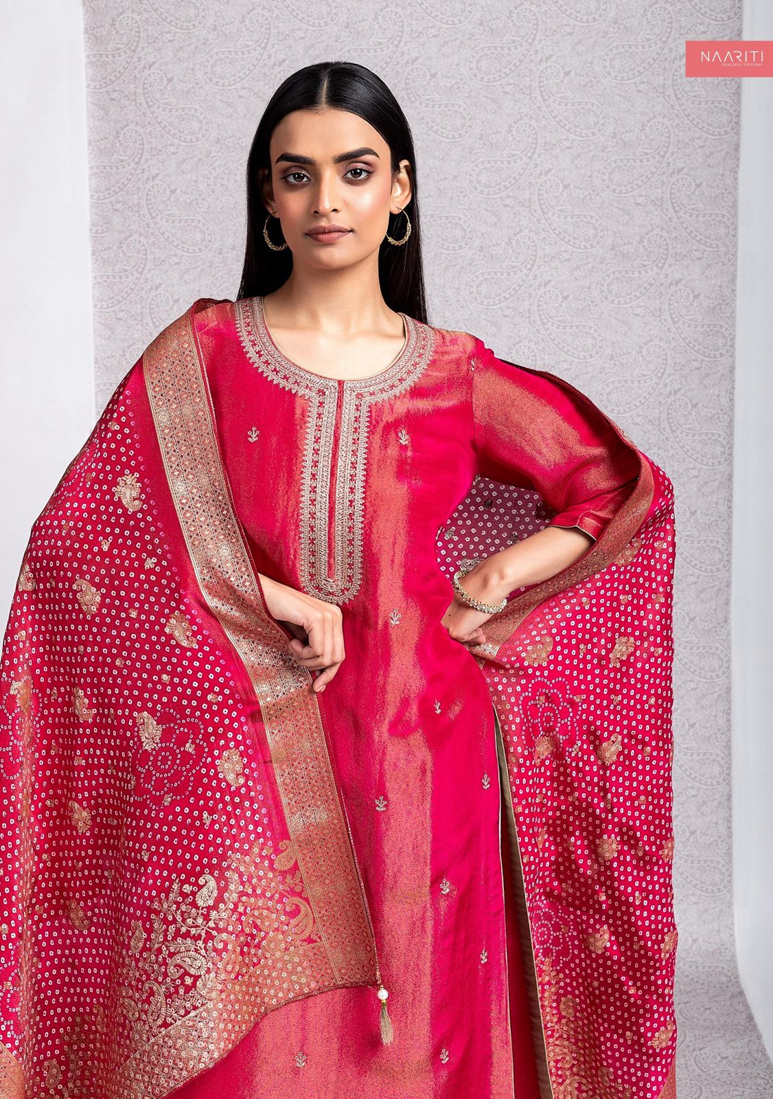Aarvi Naariti Neck Work Unstitched Suits
