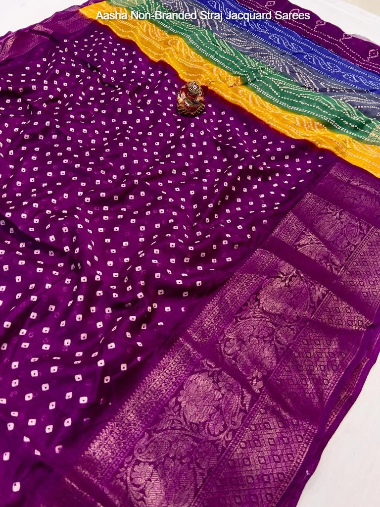 Aasha Non-Branded Straj Jacquard Sarees