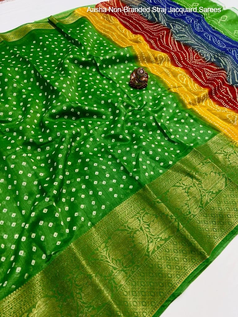 Aasha Non-Branded Straj Jacquard Sarees
