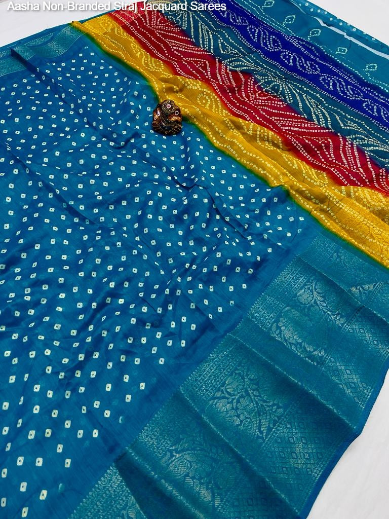 Aasha Non-Branded Straj Jacquard Sarees