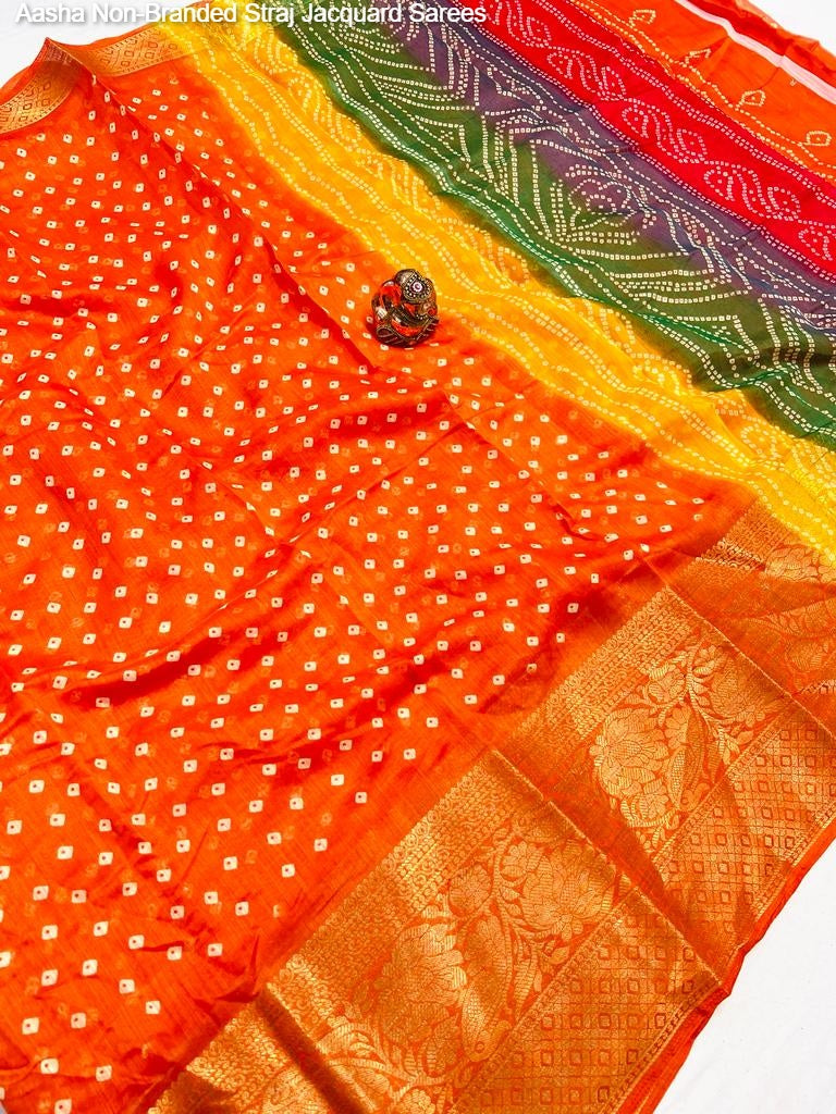 Aasha Non-Branded Straj Jacquard Sarees